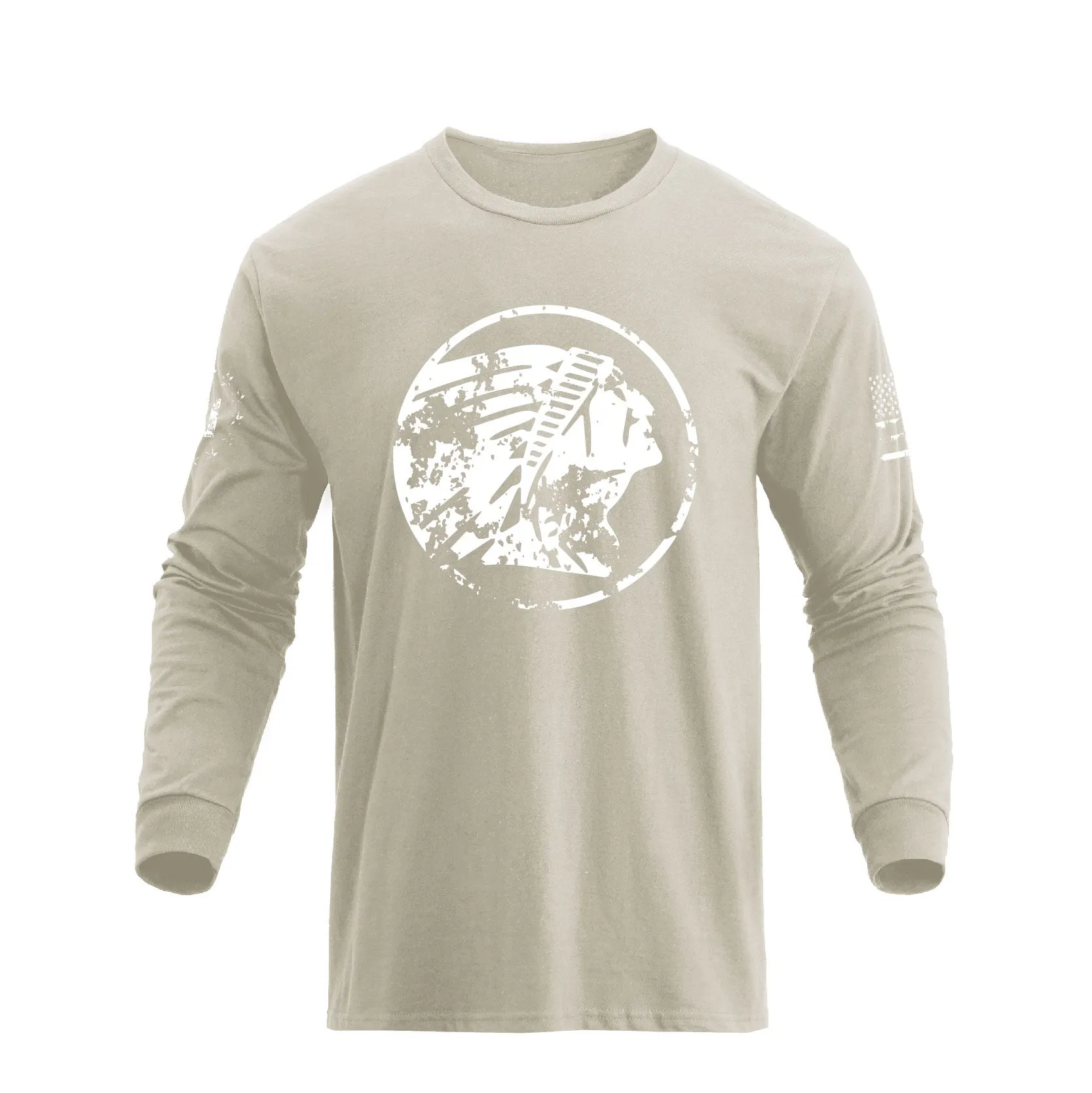100% COTTON NATIVE AMERICAN GRAPHIC LONG SLEEVE T-SHIRT