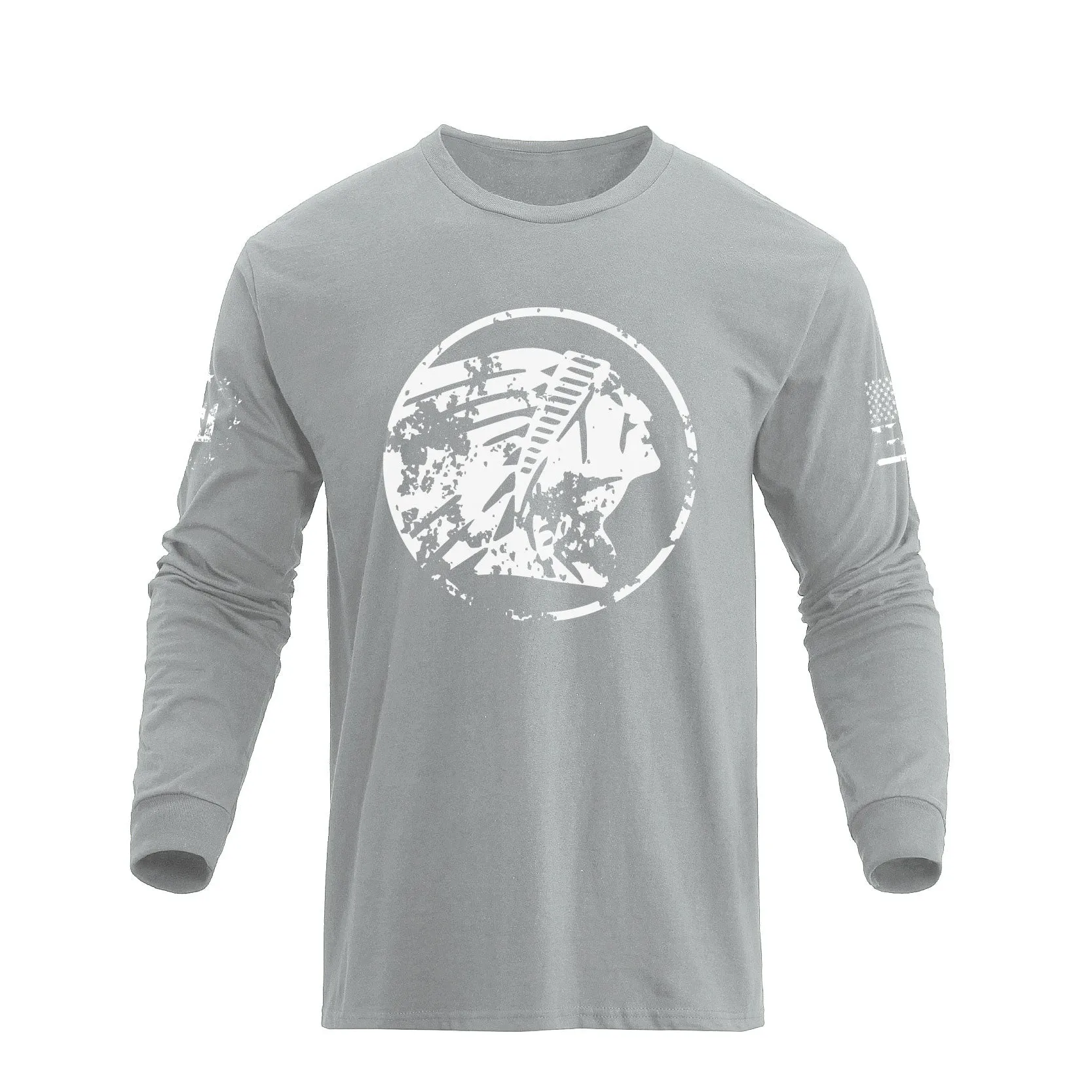 100% COTTON NATIVE AMERICAN GRAPHIC LONG SLEEVE T-SHIRT