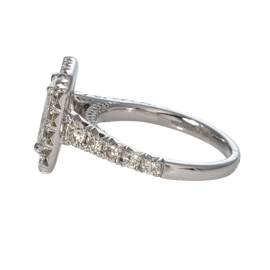 1.5ct Radiant Diamond Pavé Halo 18K Gold Engagement Ring