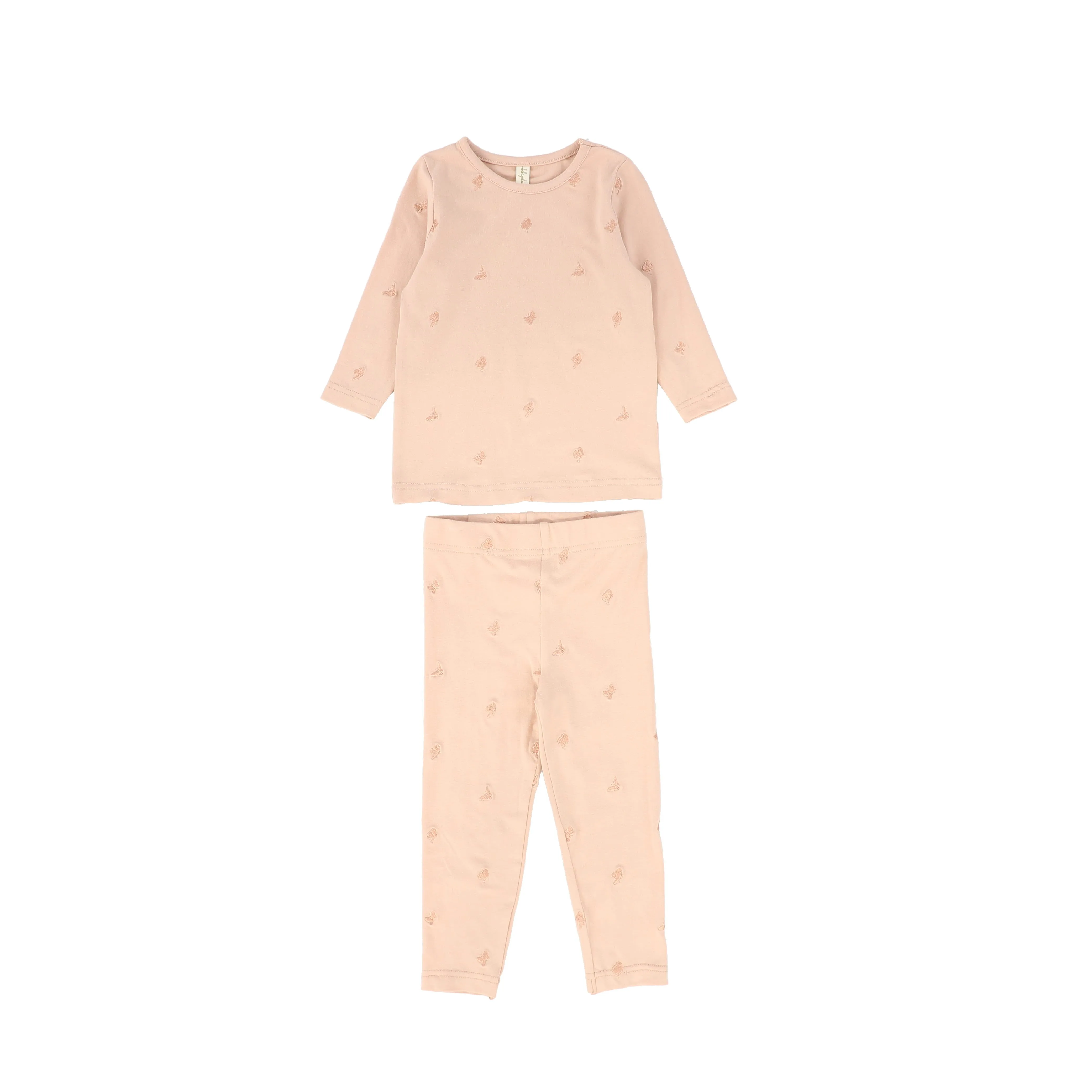 Bebe Jolee Peach Embroidered Butterfly Sleepwear Set