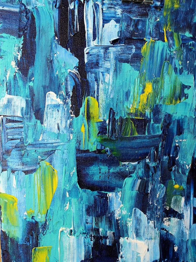 Blue & yellow extra large abstract painting made to order in a custom size