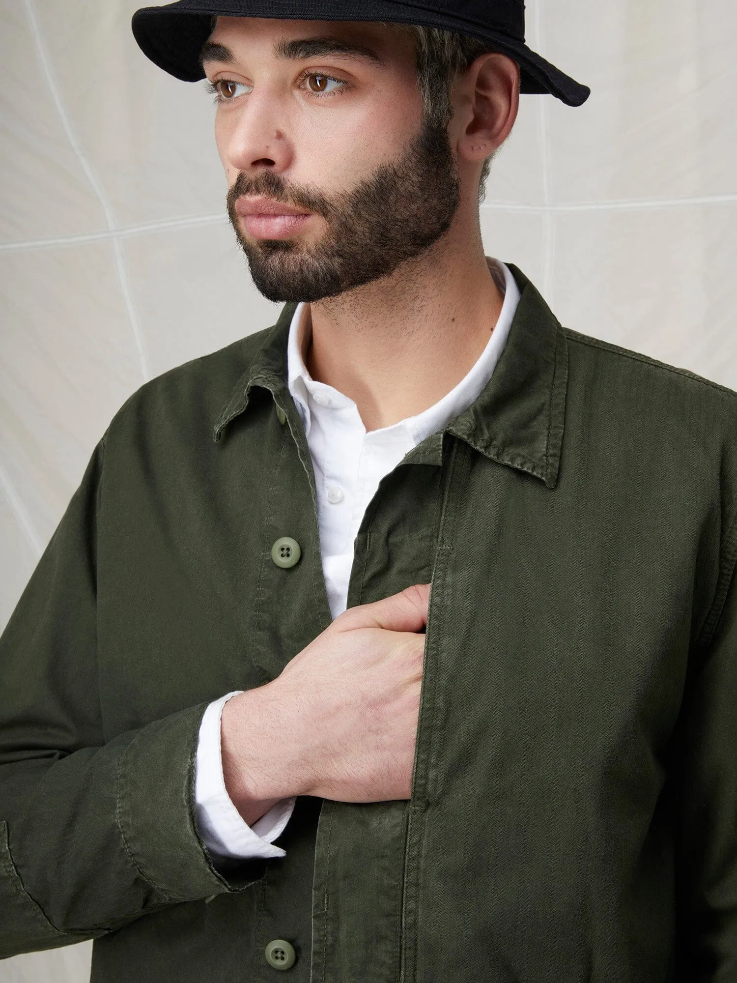 CONTRAST SHIRT JACKET (OG-107 GREEN)