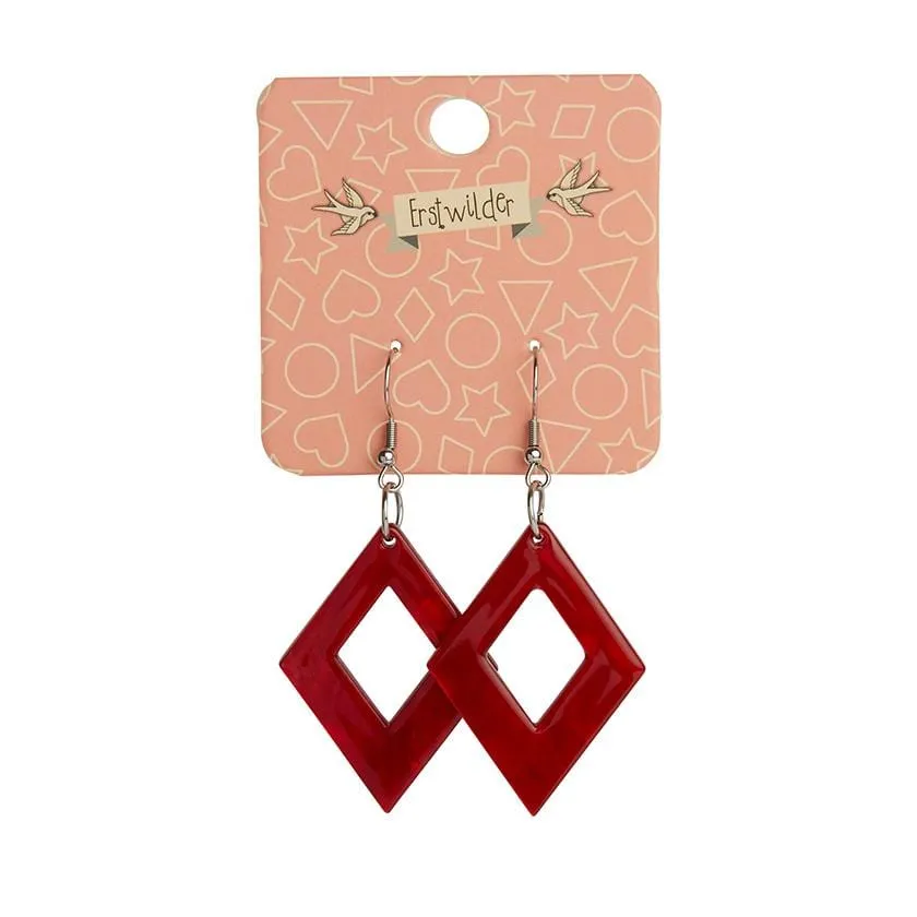 Diamond Ripple Resin Drop Earrings - Red