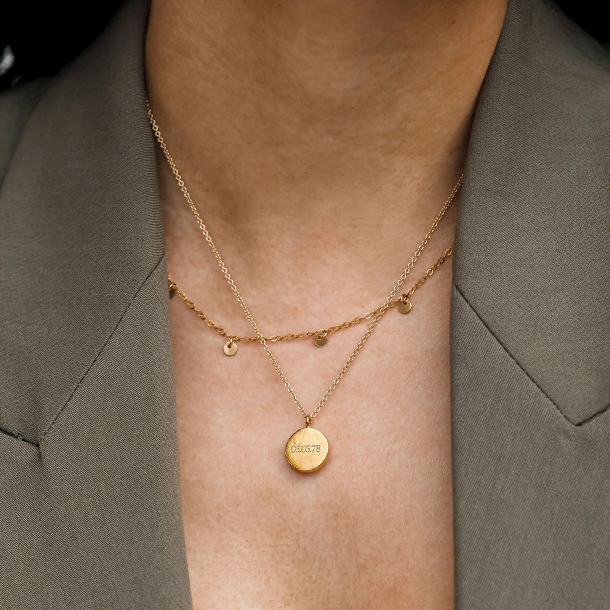 Engravable June Moonstone Mini Sundial Birthstone Necklace