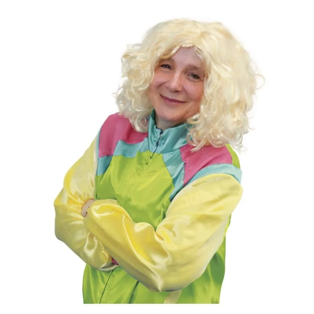 Gal's 80's Windbreaker Jacket & Wig Set - L/XL