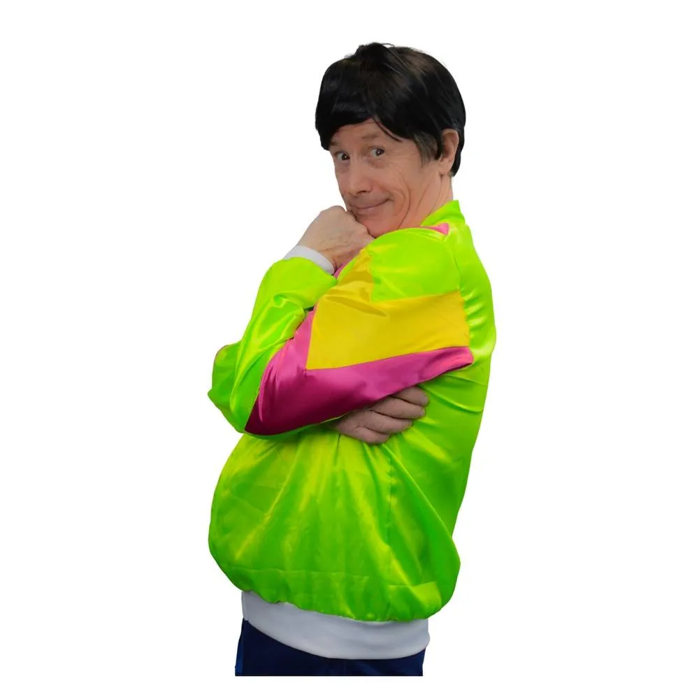 Guy's 80's Windbreaker Jacket and Wig Set - L/XL