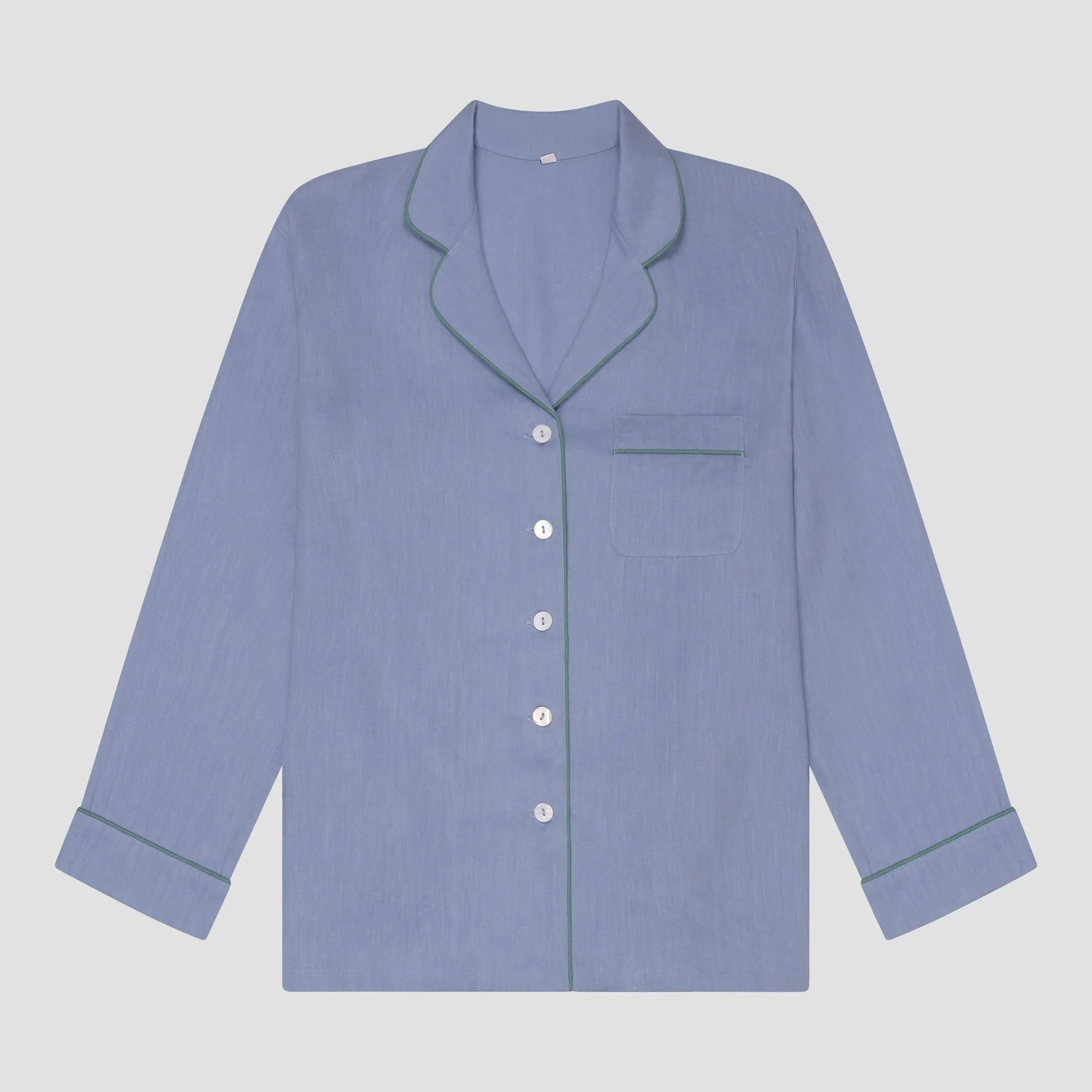 Wave Blue Linen Women's Pyjama Shirt