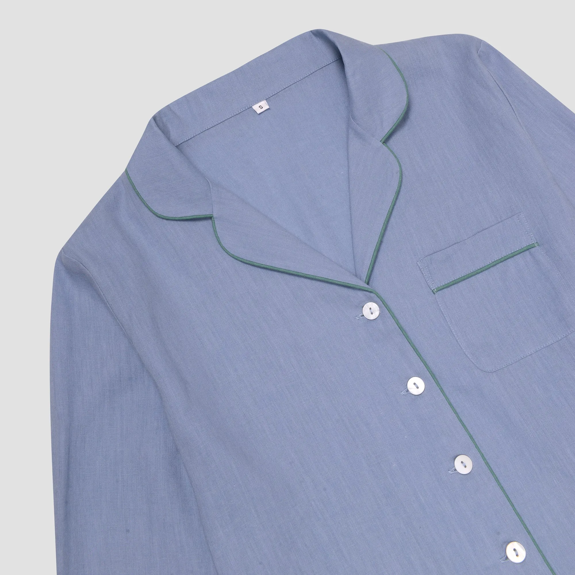 Wave Blue Linen Women's Pyjama Shirt