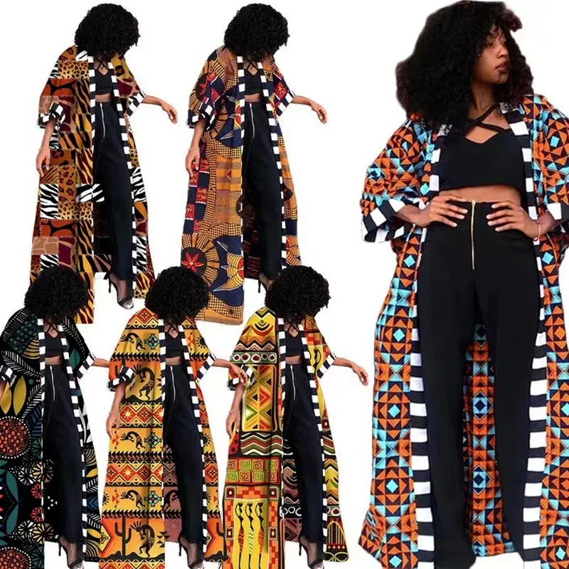 Wholesale new African national style women's coat Long printed windbreaker（CL9588）